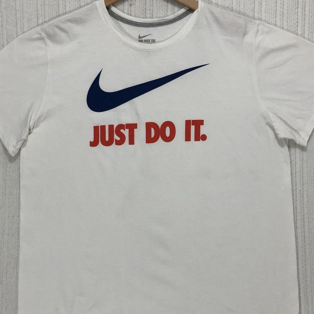 Nike Mens Just Do It Graphic Tee White XXL Athletic Cut Short Sleeve T-Shirt